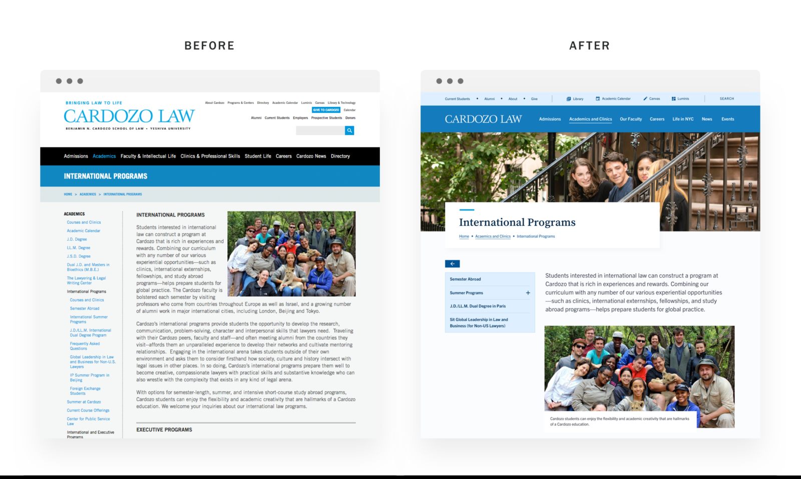 03 Cardozo Law Website Before After