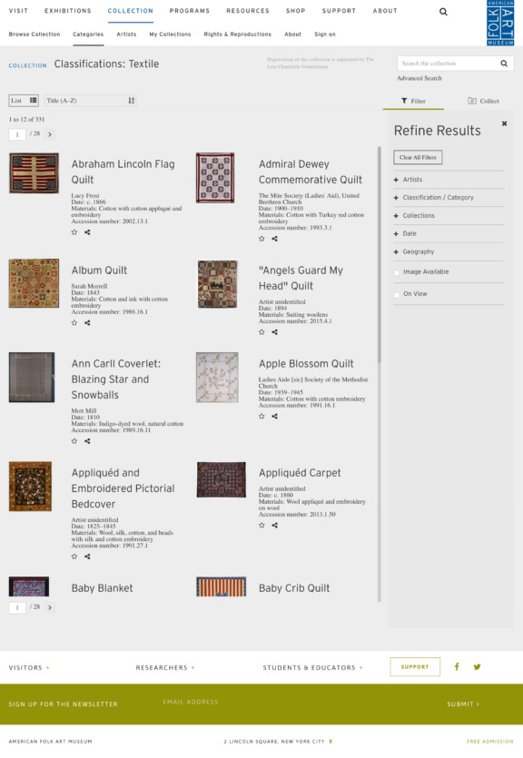 03B Folk Art Museum Website Desktop Screen Right