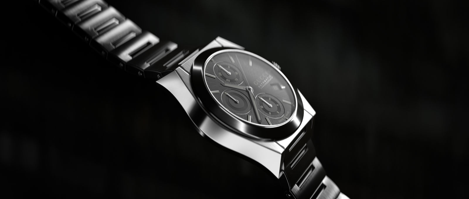 Gucci Watch Gunmetal Against Black