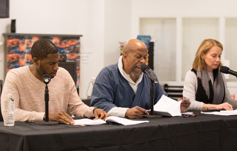 Theater Of War Preview Image of 3 Actors Reading from a Table